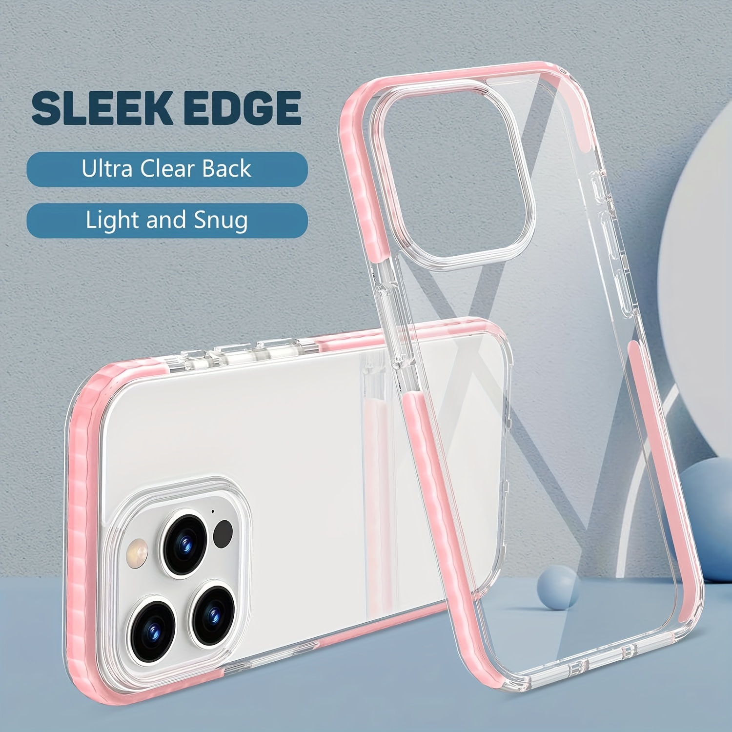 For iPhone 15 Pro Max Case Laser Candy Edge Transparent Cover For