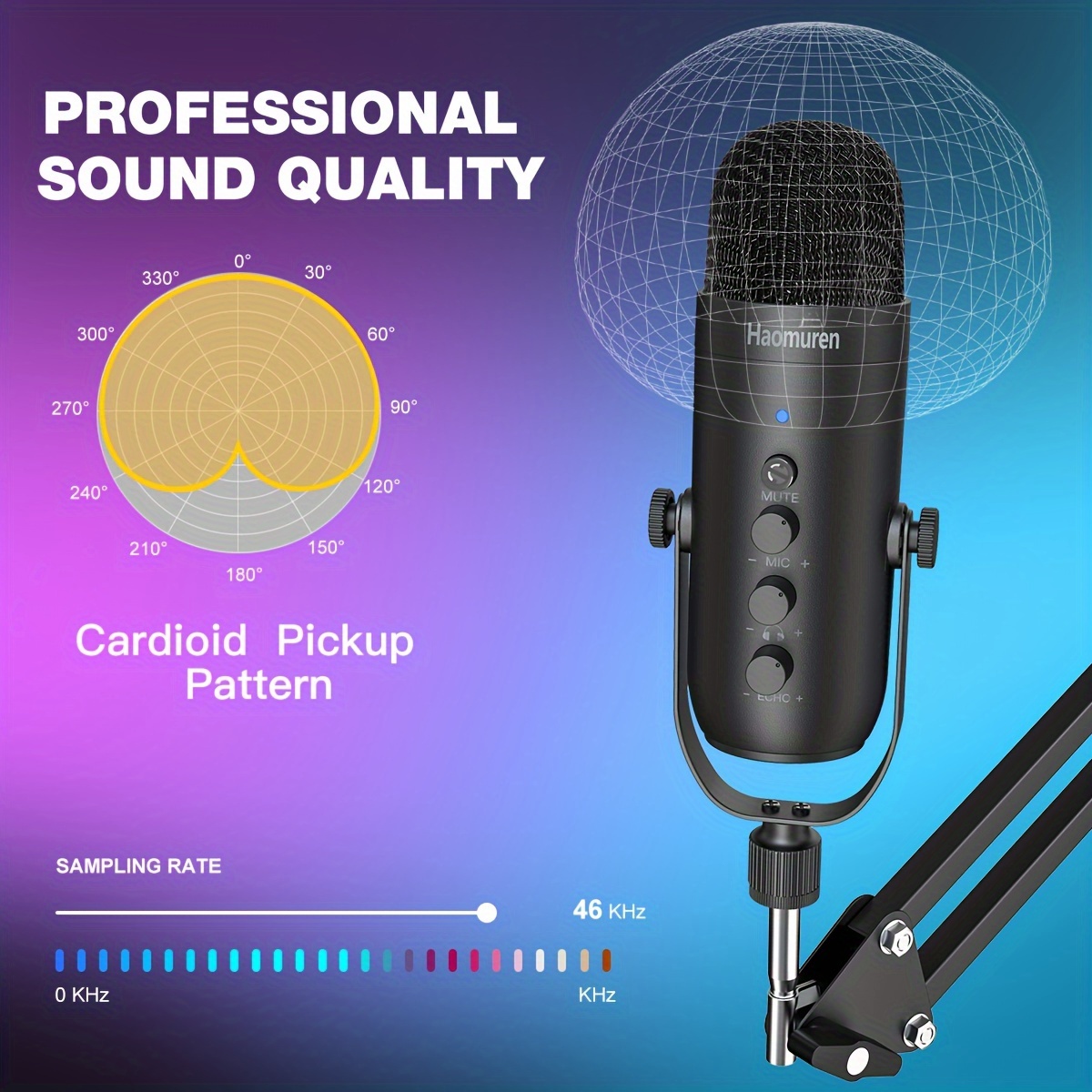 Usb Gaming Microphone Kit podcast Condenser Mic With Boom - Temu