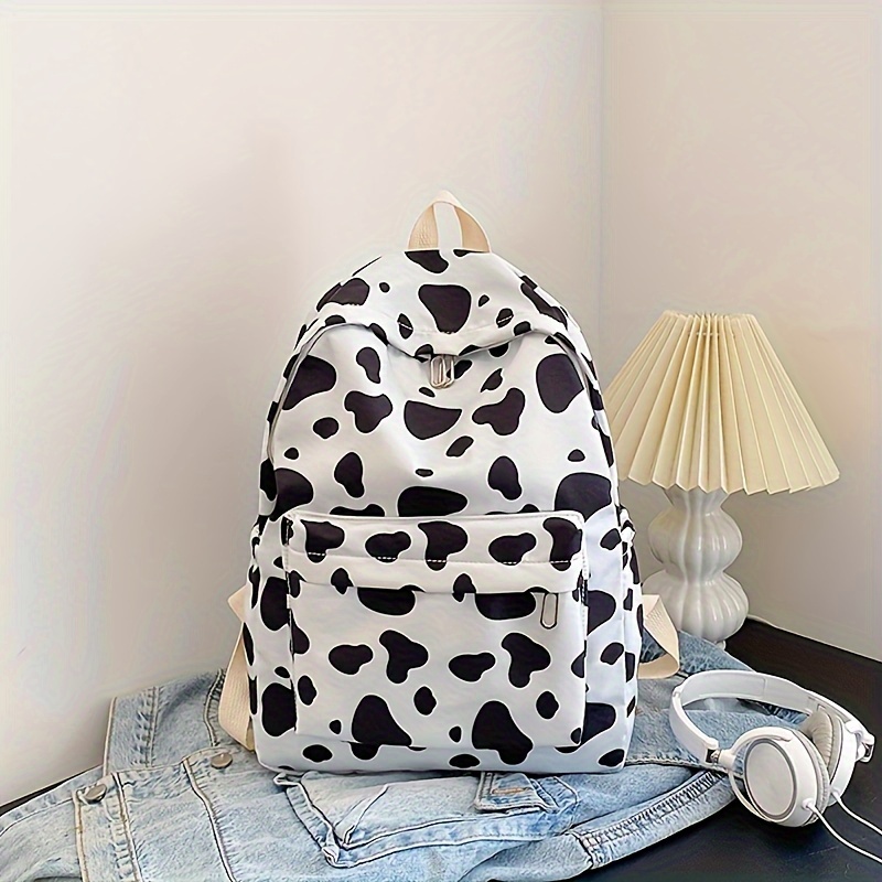 Kawaii Cute Cow Print Backpack Preppy College School Daypack Temu
