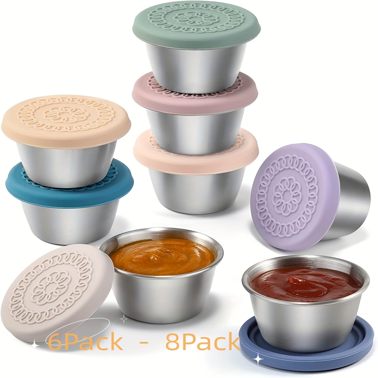 Condiment Cups container with Lids- 8 pk. 1 oz.Salad Dressing Container to  go Small Food Storage Containers with Lids- Sauce Cups Leak proof Reusable