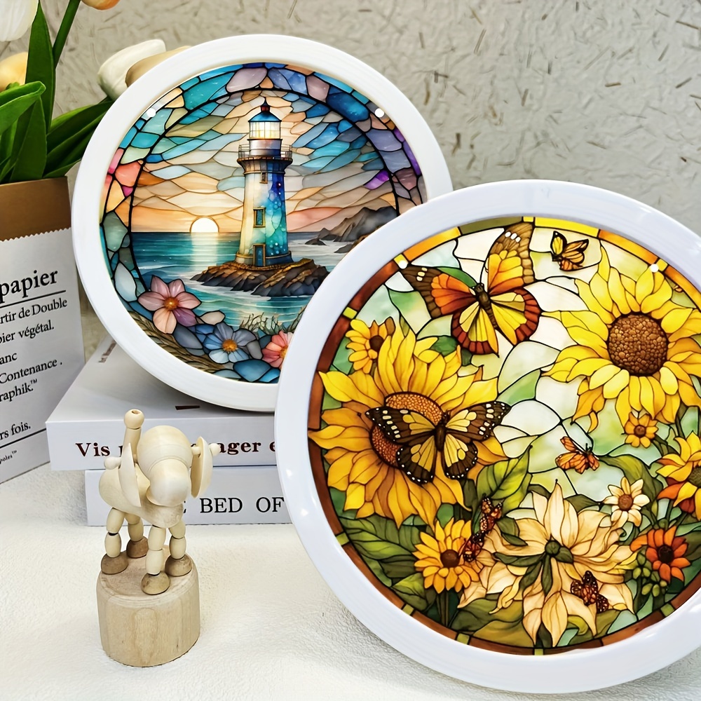 Circular Sunflower Lighthouse Scenery Diamond Painting Kits - Temu