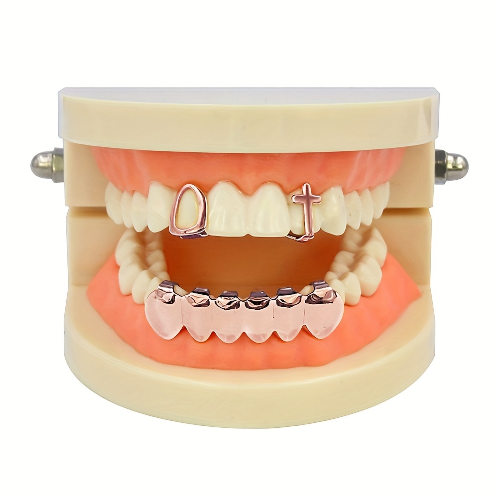 3pcs Golden Silvery Rose Golden Teeth Grillz Set