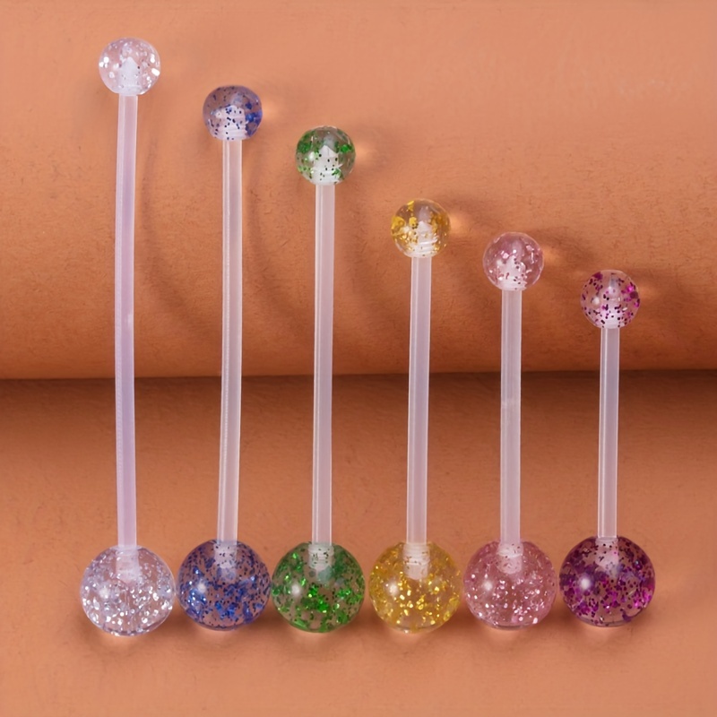 6pcs Acrylic Long Bar Belly Button Rings for Pregnant Women
