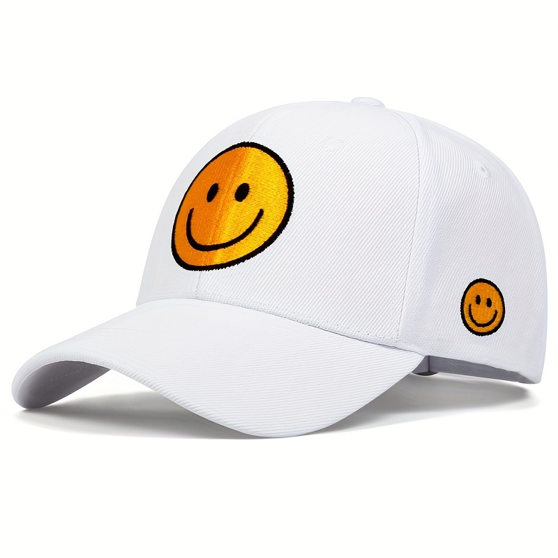 

1pc Unisex Sunshade Breathable Adjustable Baseball Cap With Smiling Face For Spring And Autumn Travel, Seaside Party