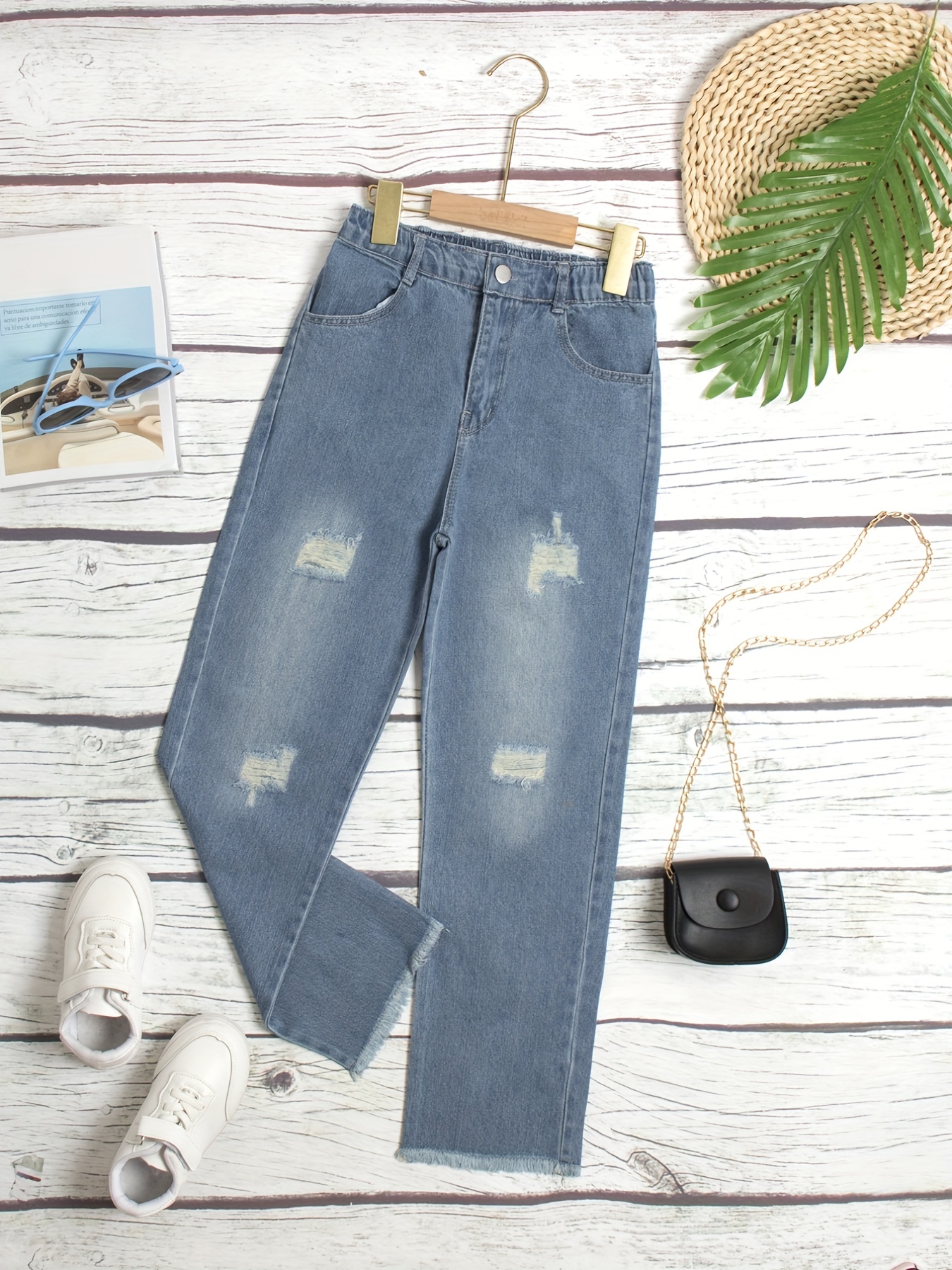 Girls Distressed Boyfriend Jeans (Kids)