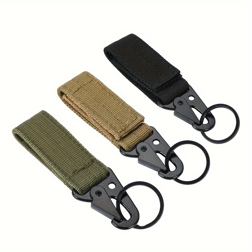 FRTKK Tactical D-Ring Clip with Hook & Loop for Backpack Accessories Kettle  Key Holder, Military D-Ring Adaptor for Molle Bags Webbing Attachment