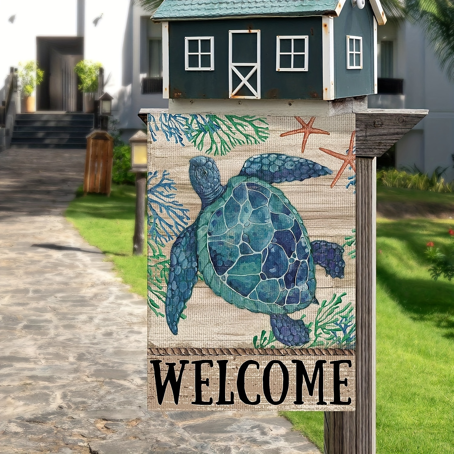 Dyrenson Drapeau décoratif pour la maison - Tortue de plage - Drapeau de  jardin double face - Océan tropical - Maison de jardin côtier rustique 