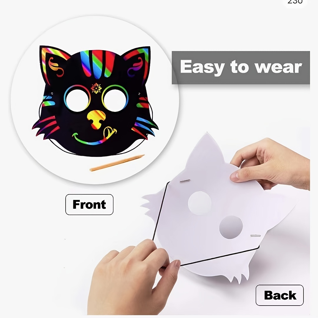 12pcs kids paper masks Kids Animal dance party masks Accessories Cat Mask