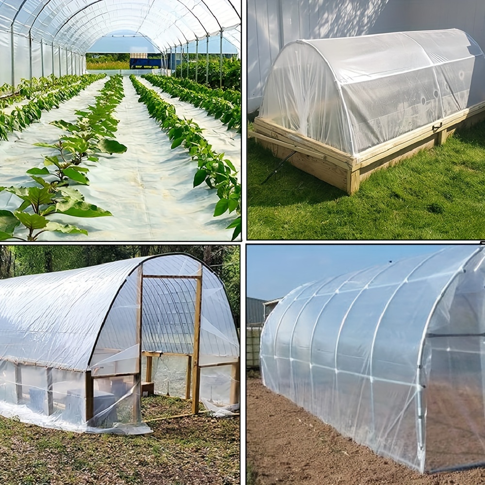  GYYN Cubierta de plástico para invernadero, cubierta de plástico  transparente de polietileno a prueba de polvo, resistente a la intemperie,  protección de jardín de invernadero (color: transparente, tamaño: 16.4 x  82.0 ft) 