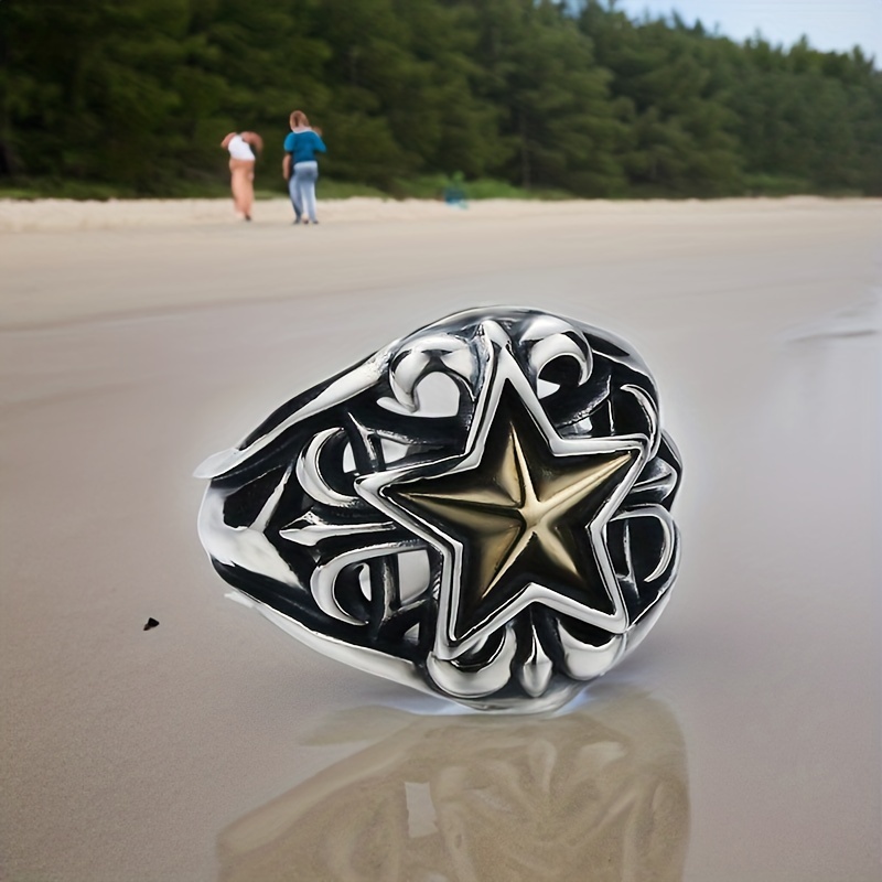 Pentagram Hollow Out Men's Ring