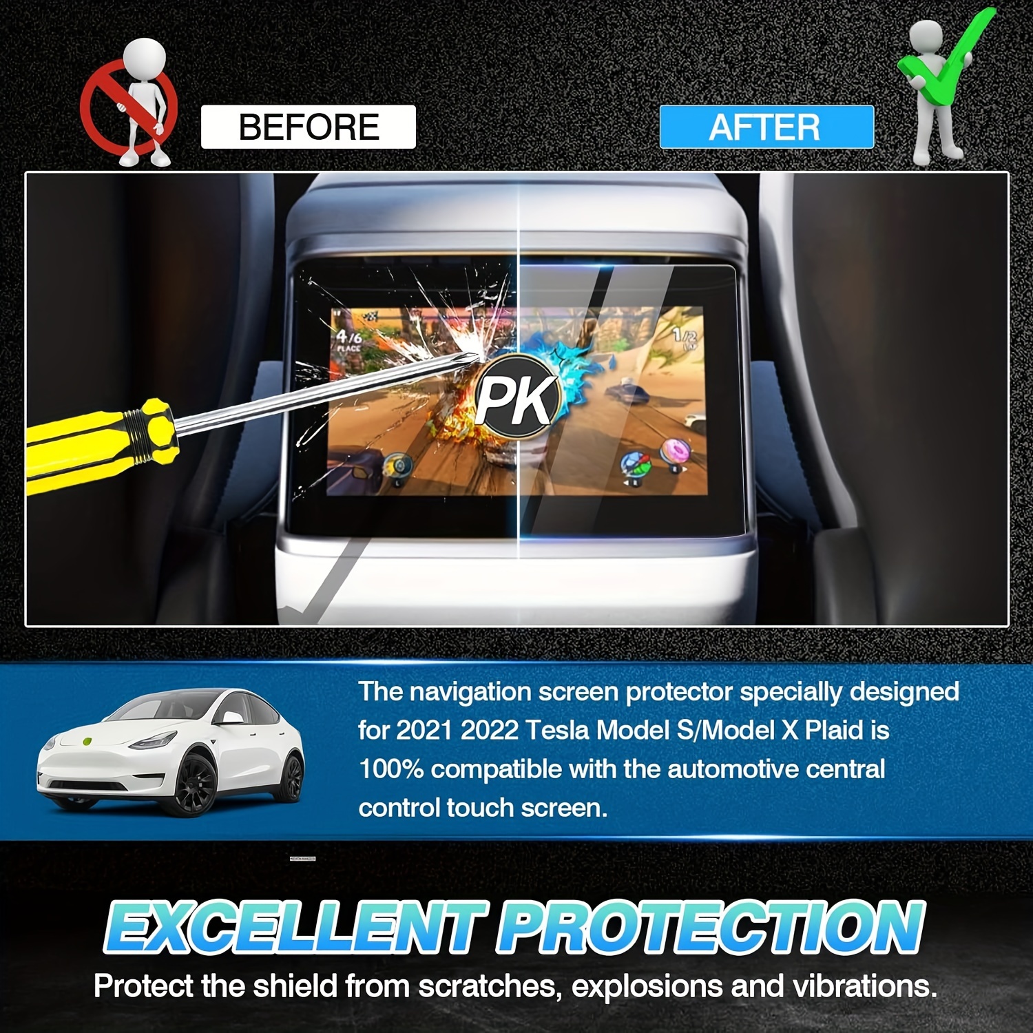 For Tesla Model S / X (2023) Screen Protector, Spigen [GlasTR Slim 9.4]  Rear