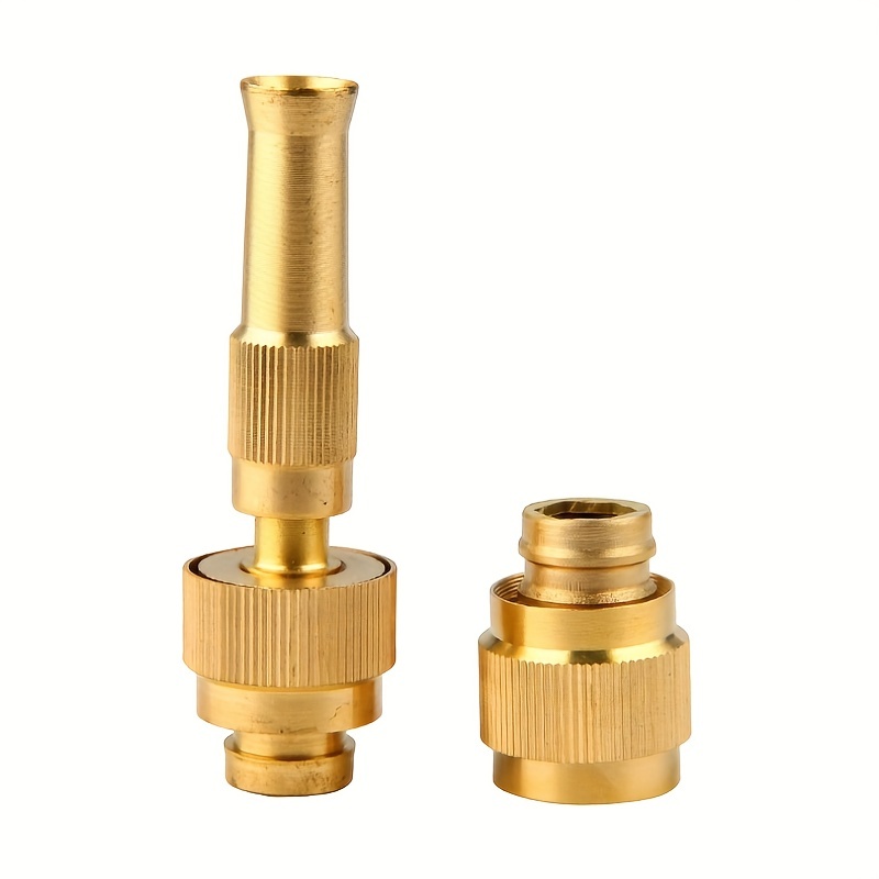 1 Set Brass Hose Nozzles With Connector Heavy Duty Adjustable Twist Garden Hoses