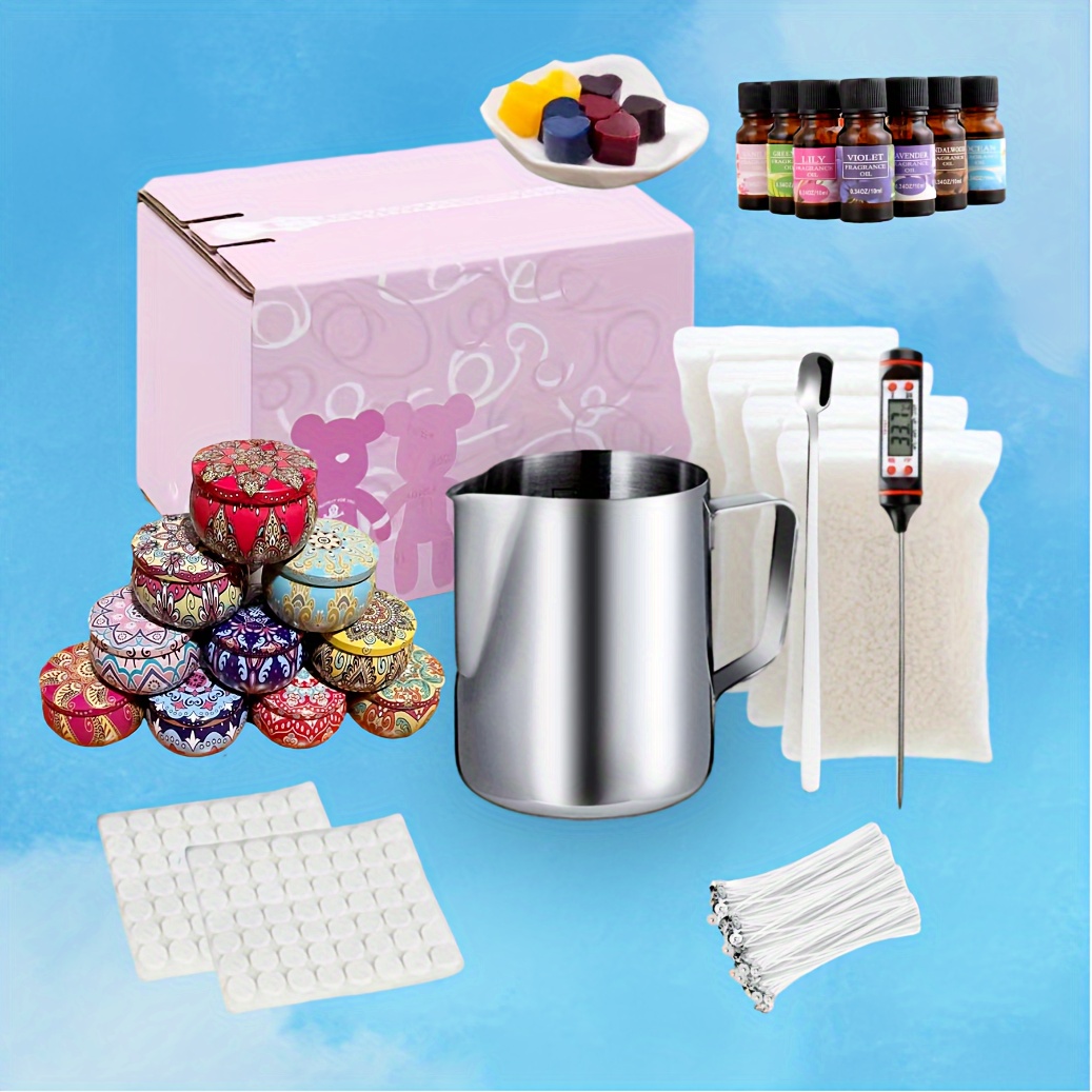 Diy Candle Making Kit Supplies, Soy Wax Diy Candle Craft Tools, Include  Candle Making Pouring Pot, Thermometer, Candle Wick, Colorful Wax Block,  Essential Oil, Wick Sticker, Hole Candle Wick Holder, Natural Soy