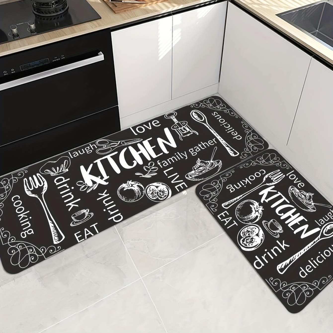 Anti-fatigue Non-slip Kitchen Floor Mat - Waterproof, Dirt-resistant,  Machine Washable, Perfect For Laundry, Bathroom, And Living Room - Enhance  Room Decor - Temu