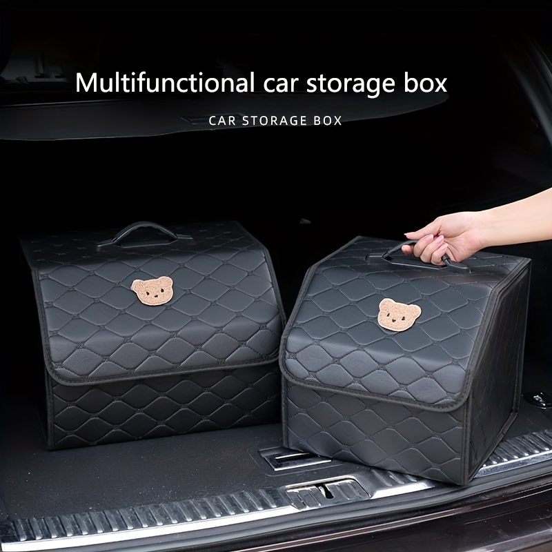 1pc Auto-Kofferraum-Aufbewahrungsbox, Künstliches Leder  Multifunktions-Organizer-Box, Haushalts-Falt-Sundries-Aufbewahrungsbox,  Auto-Innenbedarf