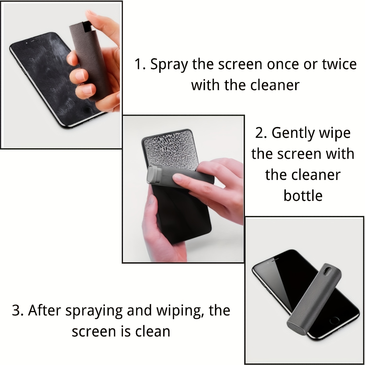 2 In 1 Phone Screen Cleaner Spray Bottle & Microfiber Cleaning