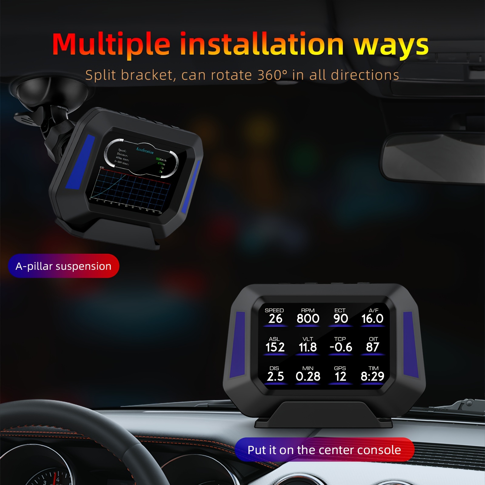 C3 PLUS Car Projector HUD Navigation GPS OBD2 EOBD Speedometer