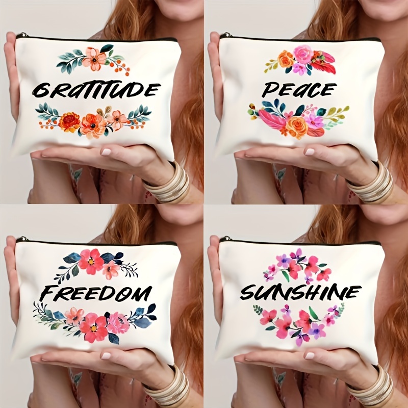 Elegante Pochette Con Motivo Floreale E Lettere, Pochette Per Trucchi Con  Cerniera, Borsa Per Cosmetici Da Viaggio Da Donna - Temu Italy