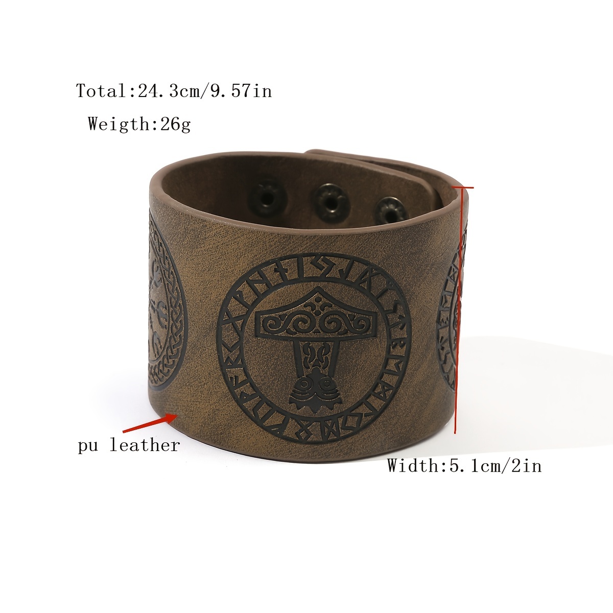 Viking Compass Leather Adjustable Bangle, Men's Gift