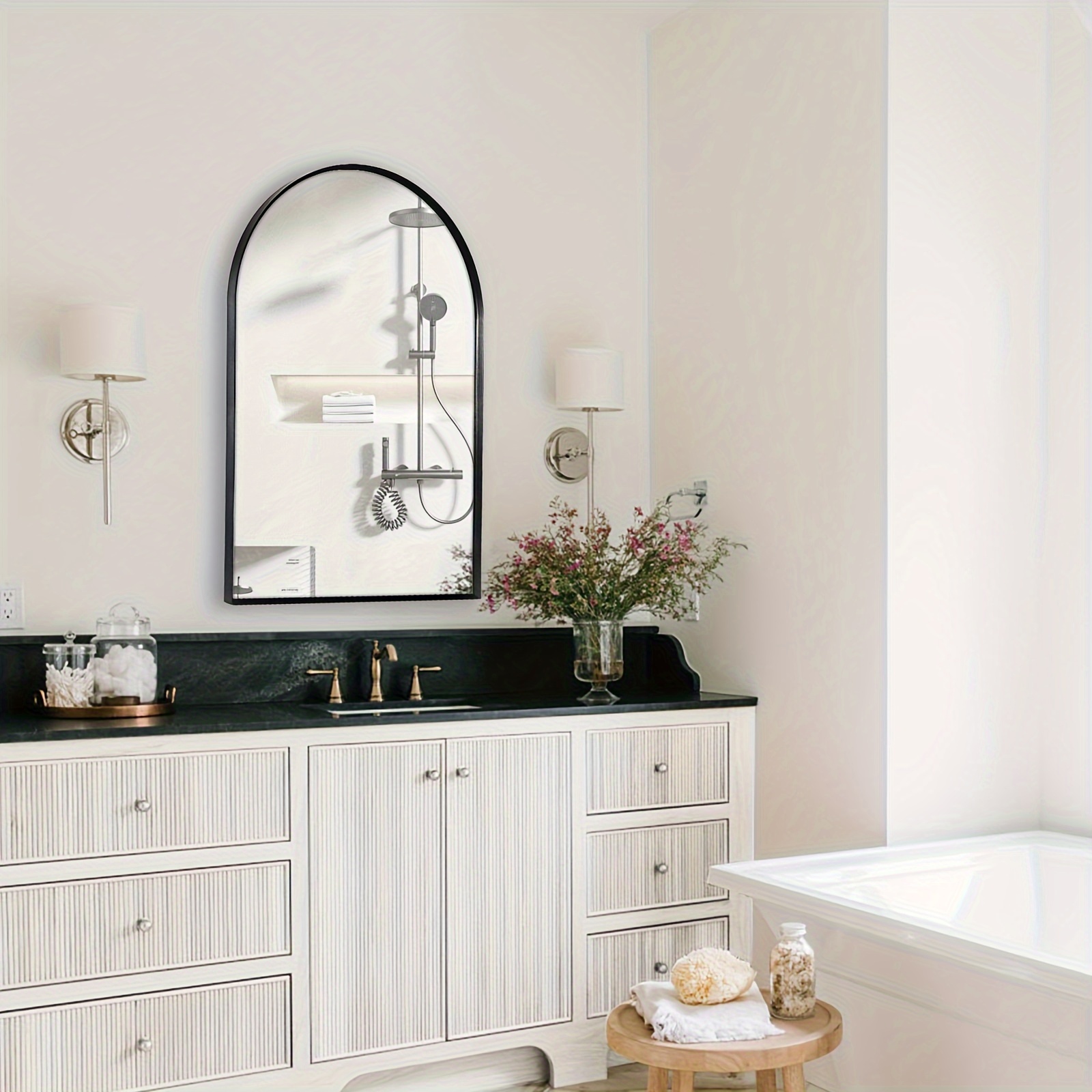 Espejo de pared, espejos decorativos estilo casa de campo para sala de  estar, dormitorio, entrada, baño, tocador (negro2)