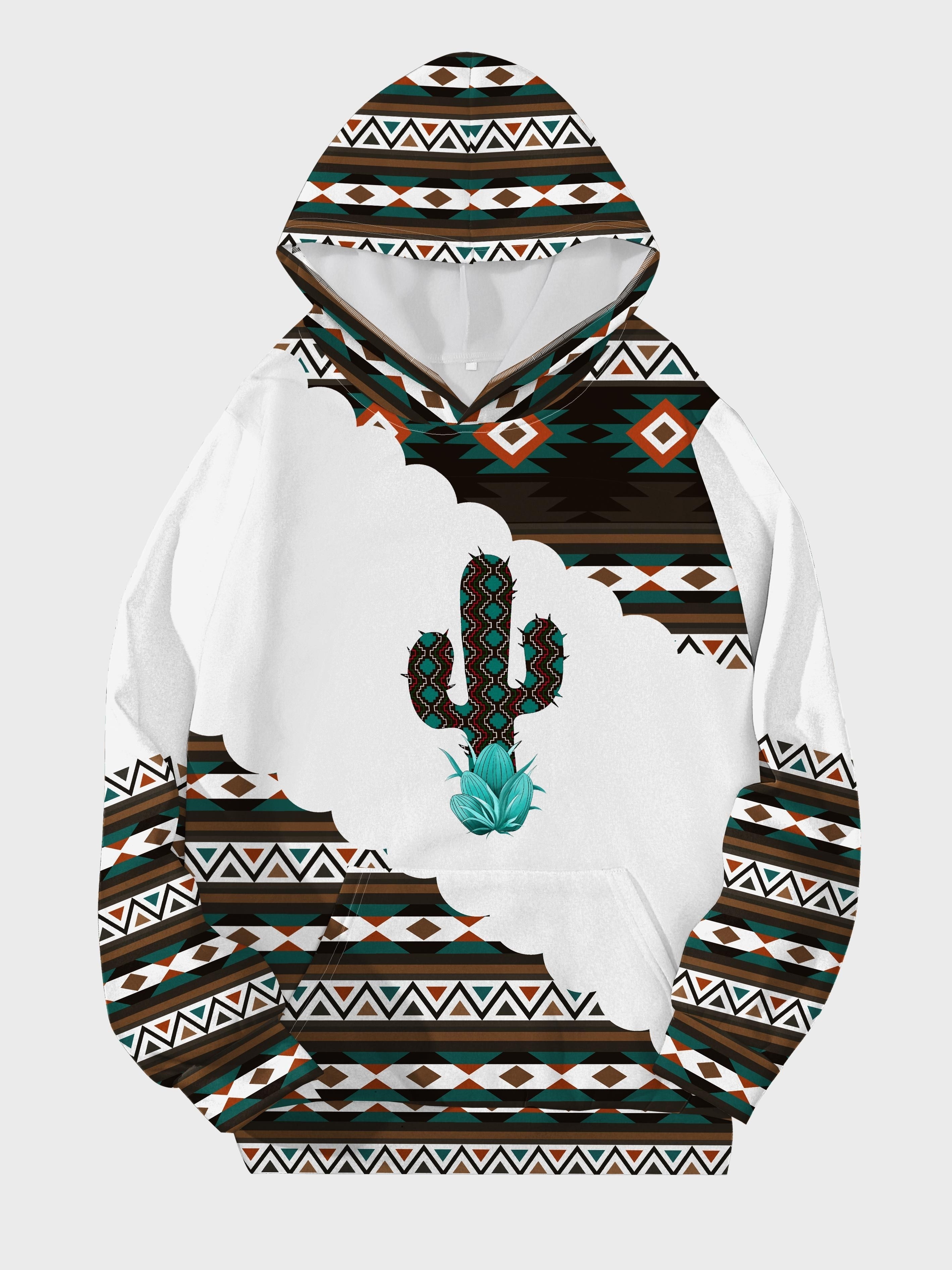 Aztec Pattern Hoodie Casual Long Sleeve Drawstring Hoodie - Temu Canada