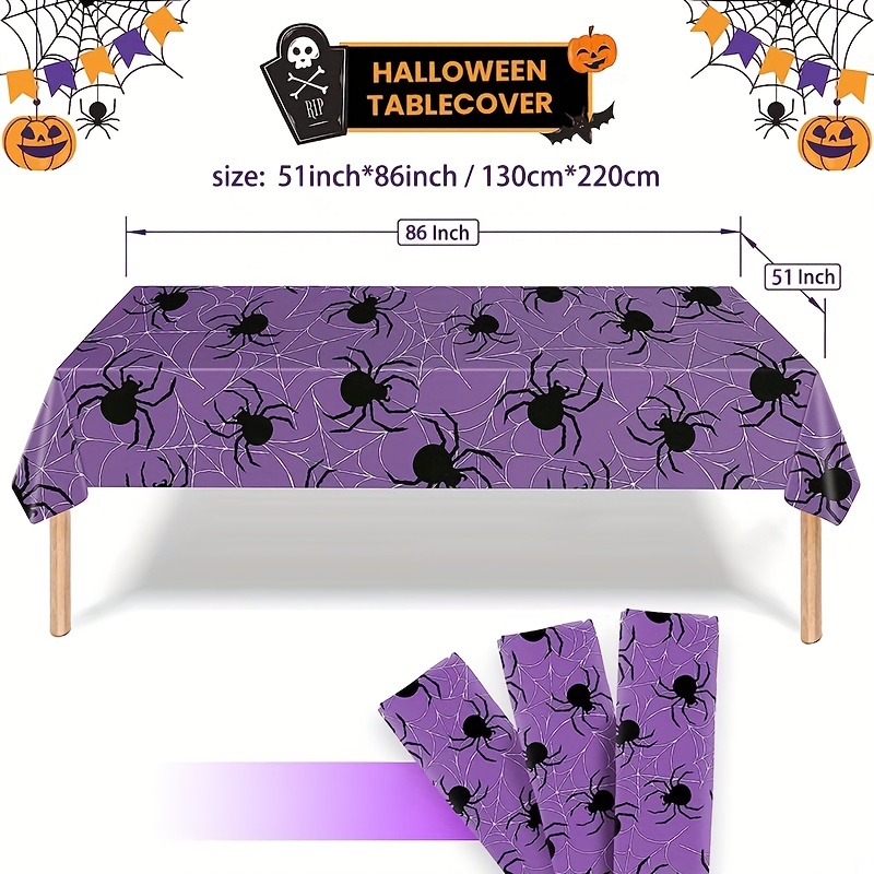 Pompotops Halloween Creative Runner Lace Spiderweb Decorations Halloween Tablecloth Topper Covers Fireplace Table Party Decor, Purple, Adult Unisex