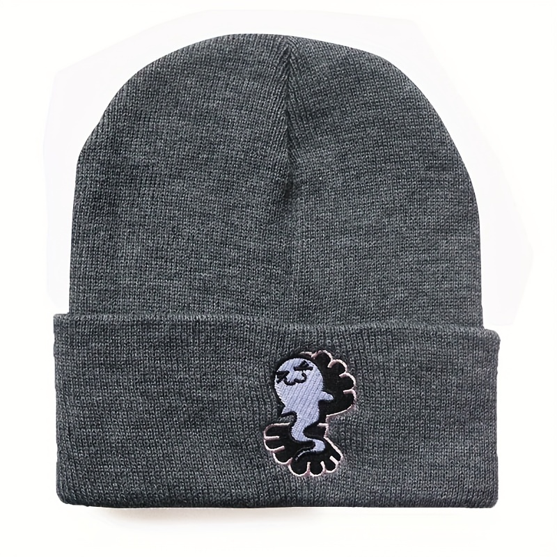 Y2K Cartoon Beanie Ghost Mermaid Embroidered Knitted Hat Unisex