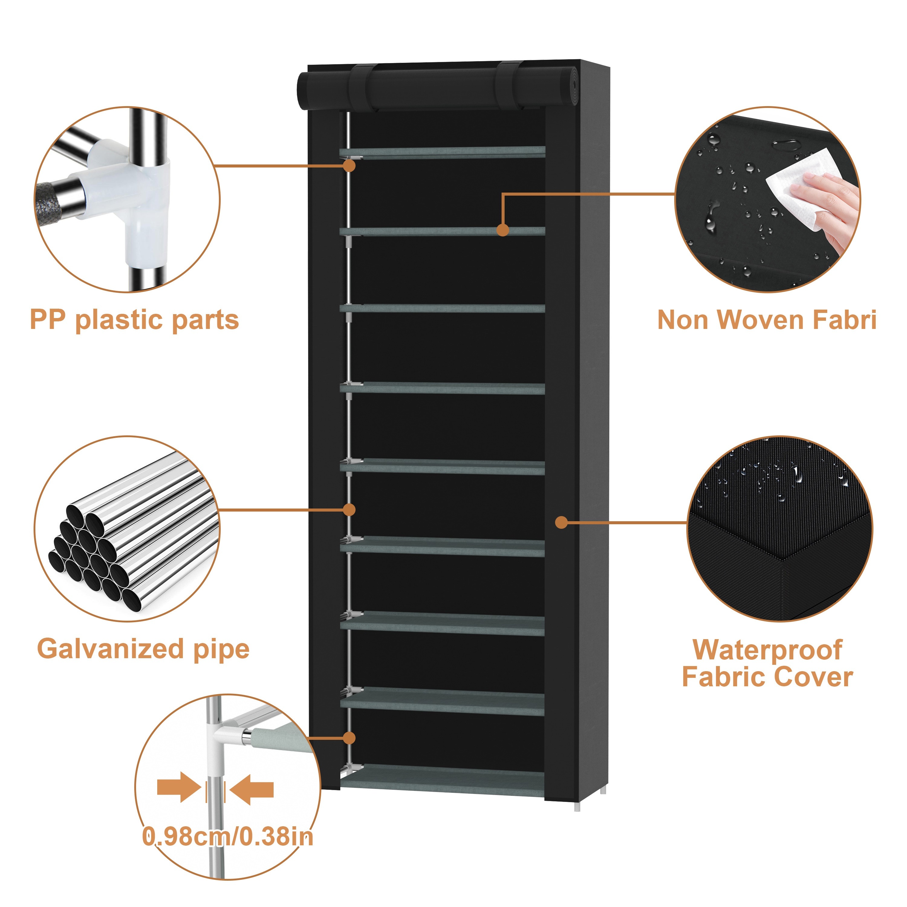 Songmics 10 tiers shoe rack with dustproof cover closet online shoe storage cabinet organizer