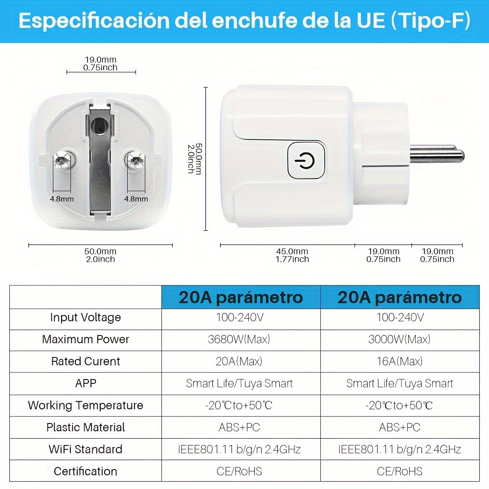 Enchufe inteligente 20A Tuya Zigbee, Mini toma de corriente estadounidense  de 4400W con Monitor de potencia y Control remoto, Compatible con Alexa y