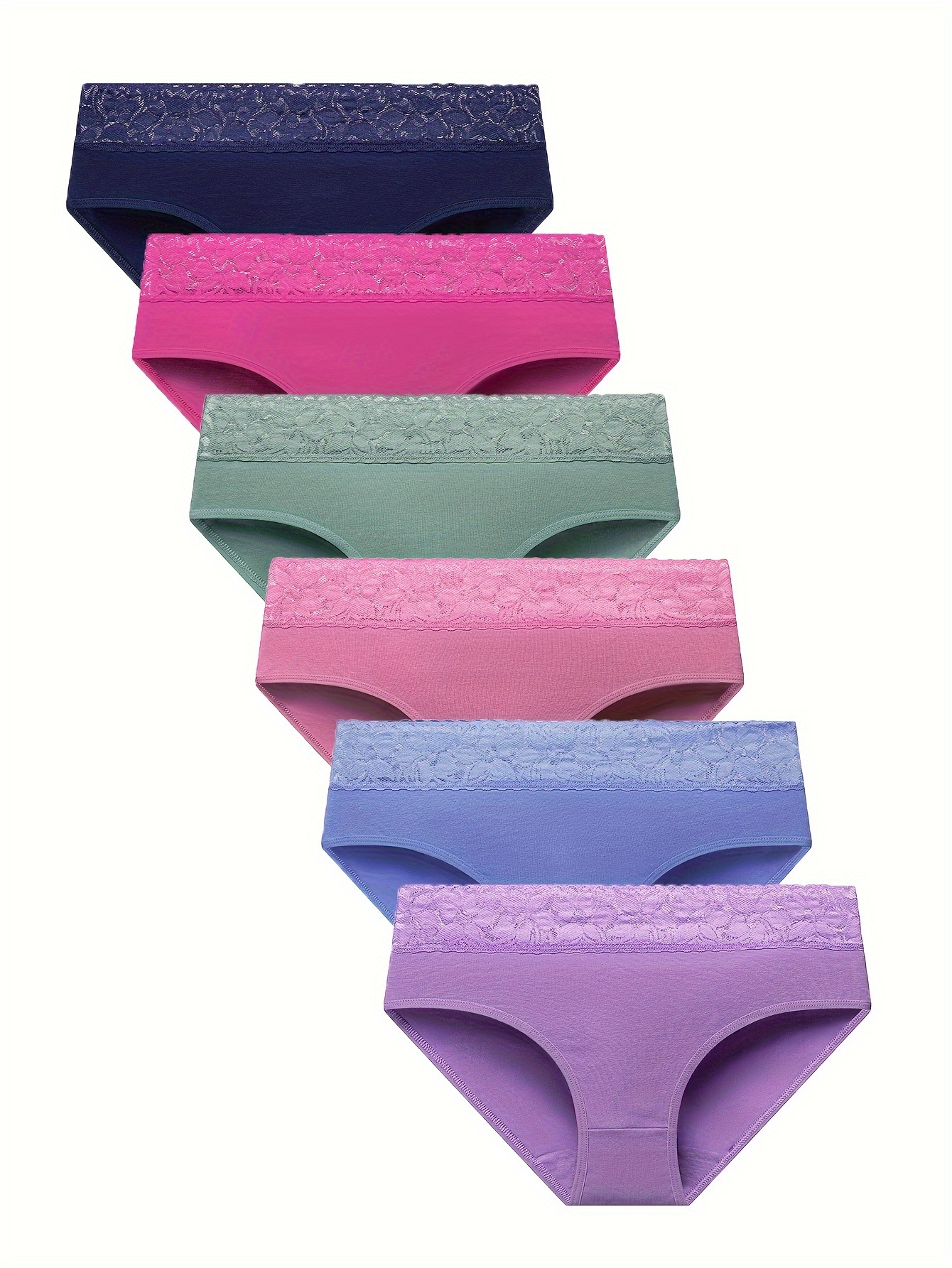 Plus Size Women's Cotton Spandex Lace Detail Brief 2-Pack by