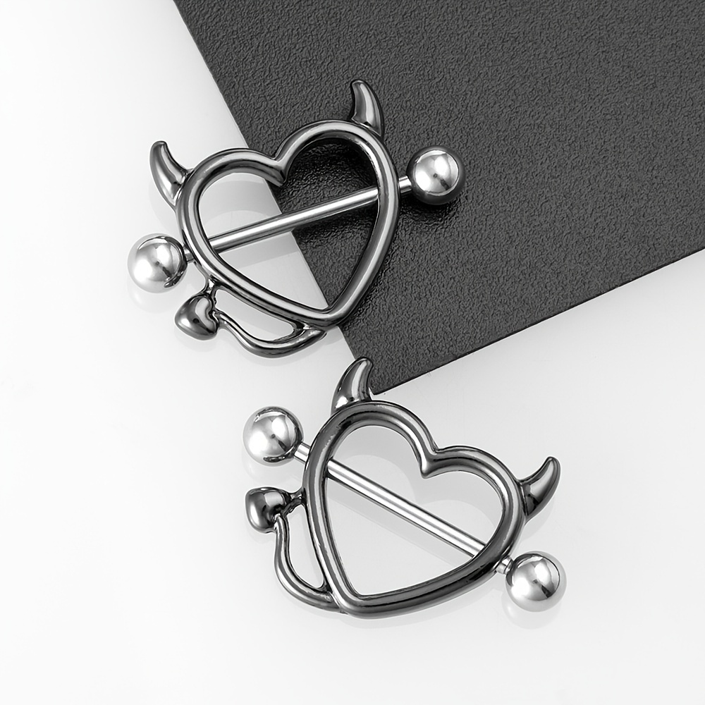 Hollow Out Devil Love Heart Nipple Ring Gothic Punk Style Nipple