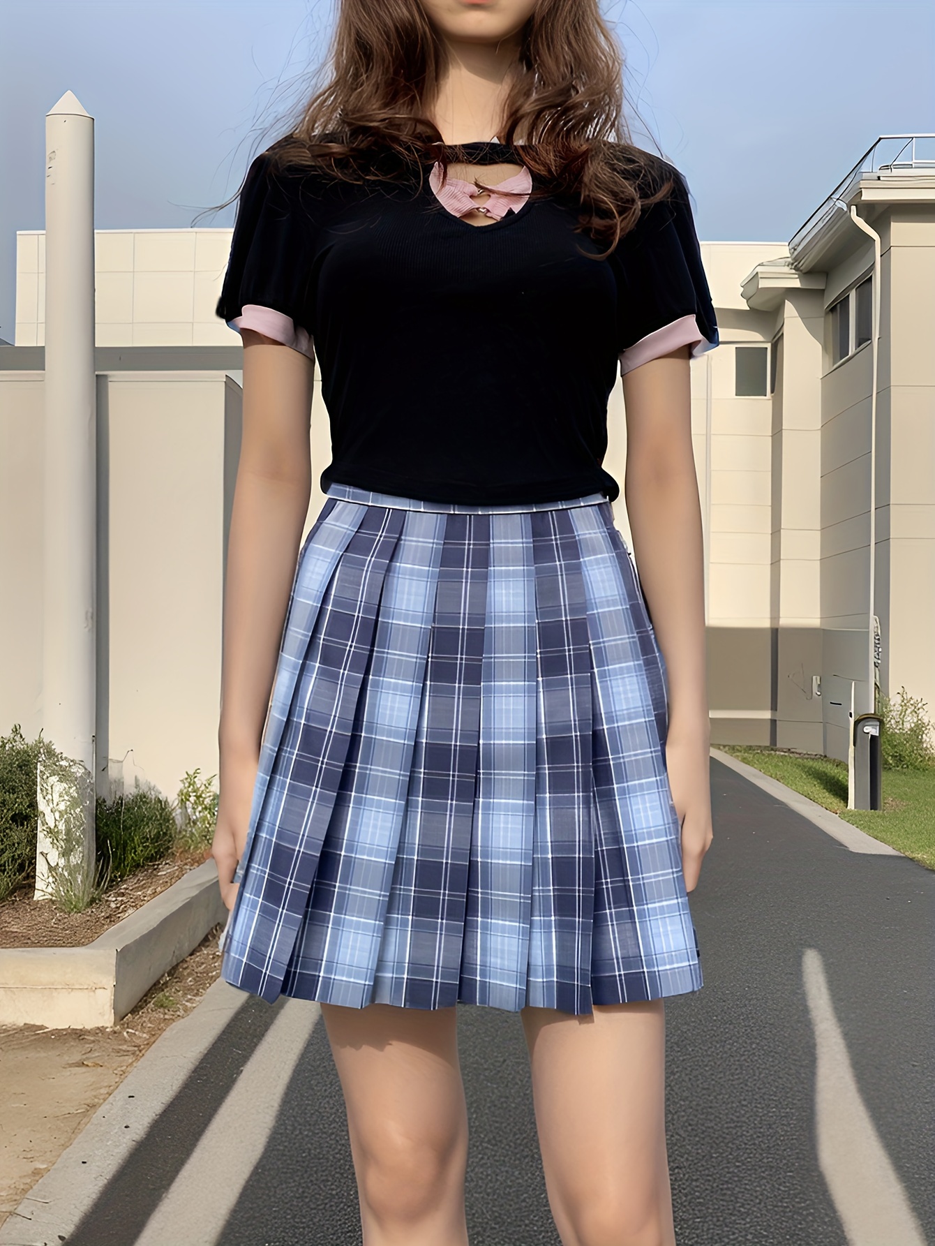 High Waist Tucked Skirt, Solid Color Flare Mini Skirt, Women's Clothing