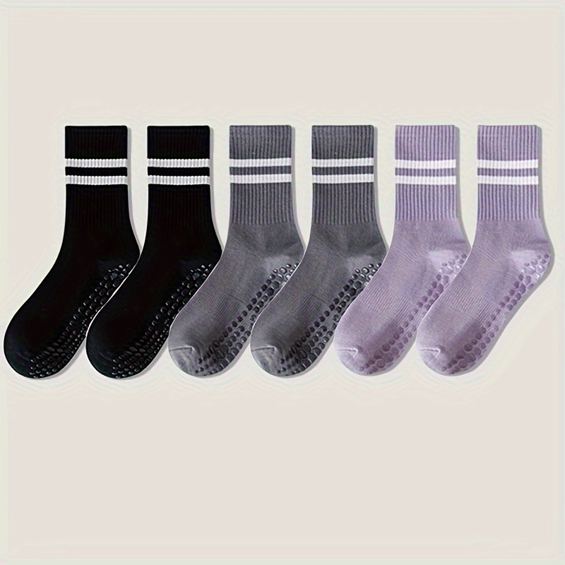 Professional Non Slip Knitted Yoga Socks For Women Striped Mid Tube Design,  Pure Cotton, Silicone, Indoor Knee High Sports Sock For Dance, Pilates, And  Fitness BC567 From Twinsfamily, $1.62
