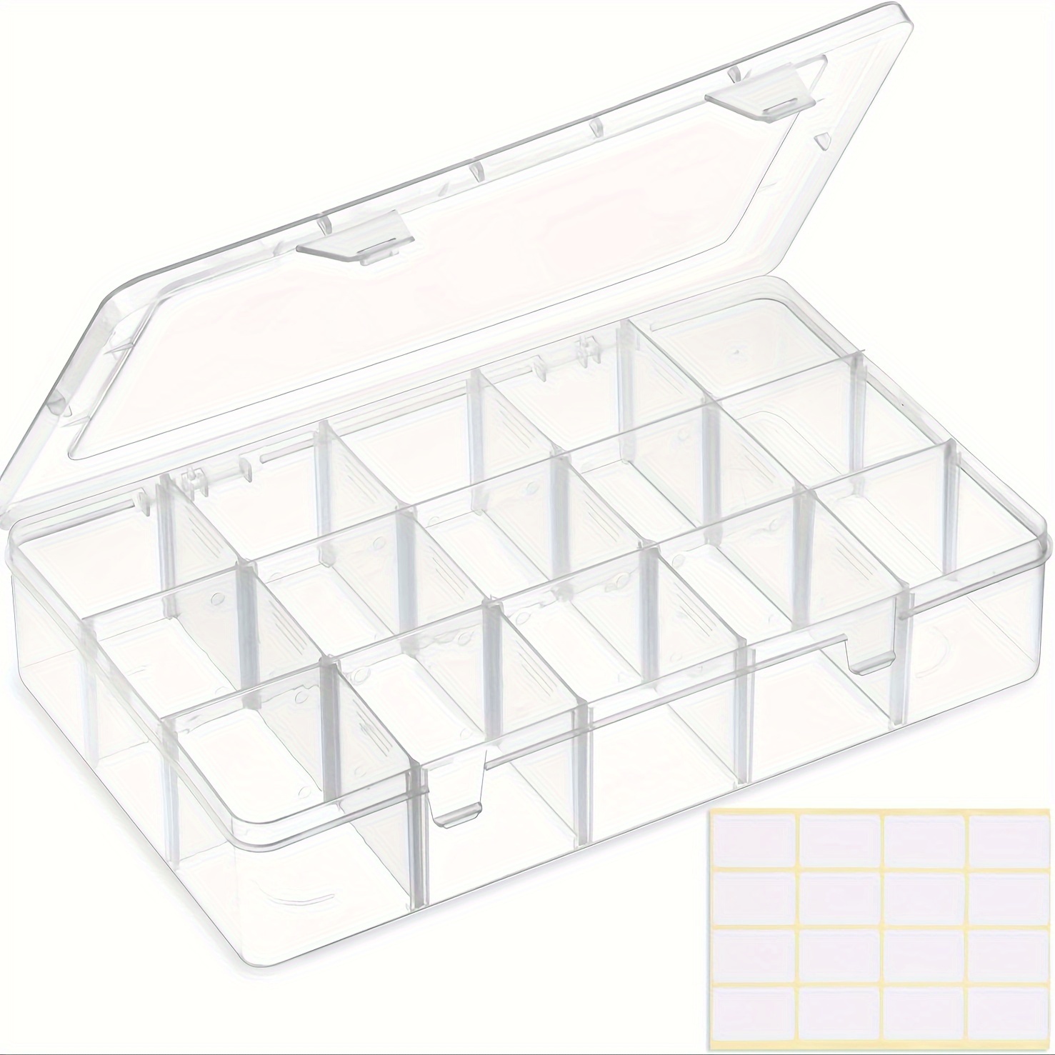 Plastic Grid Storage Box 15 Large Grids Box Transparent 27.5 x16 x 5.5cm  Jewelry Bead Organizer Box Storage Container with Removable Dividers for  Craf