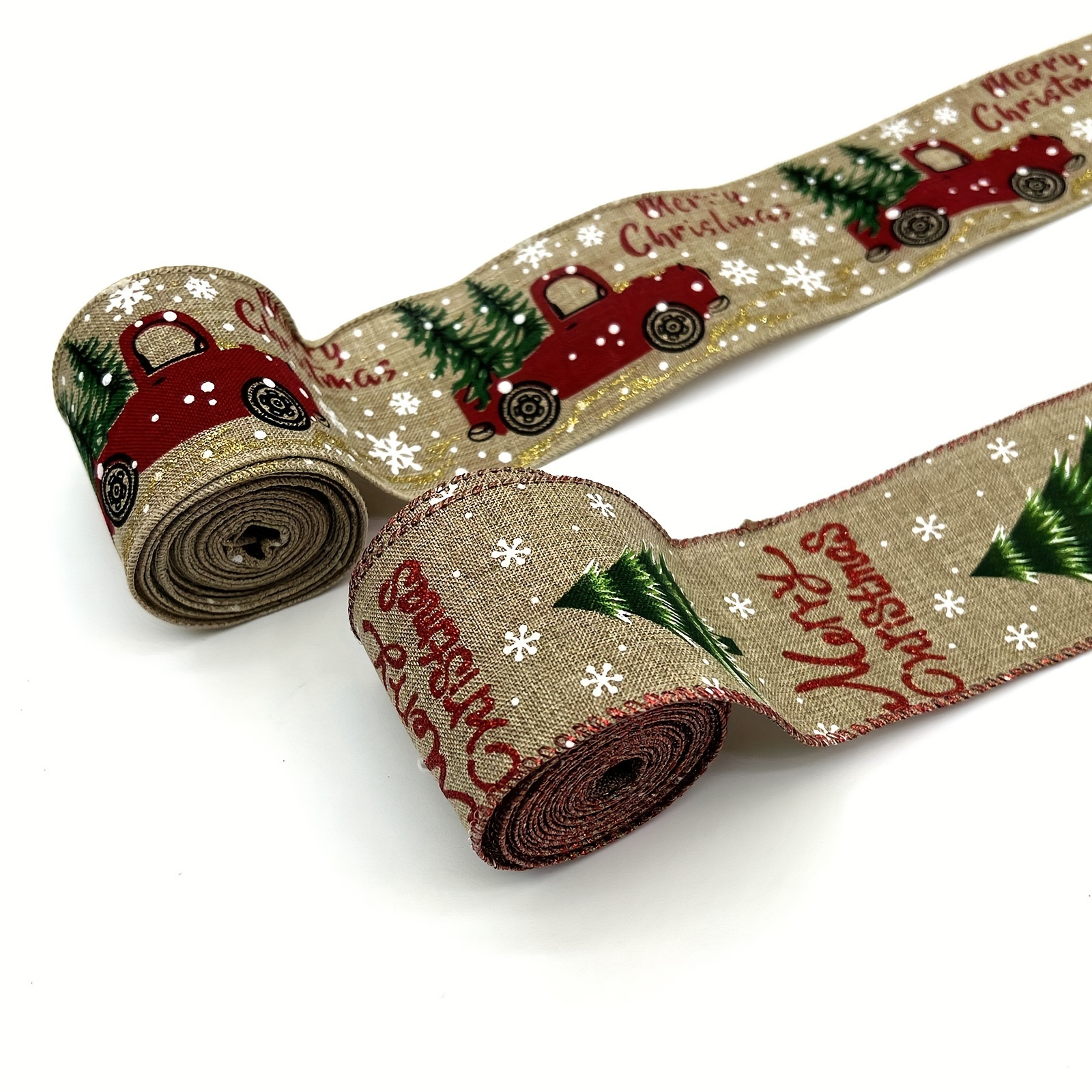 5 Yards Burlap Wired Ribbon Christmas Wrapping Ribbons - Temu