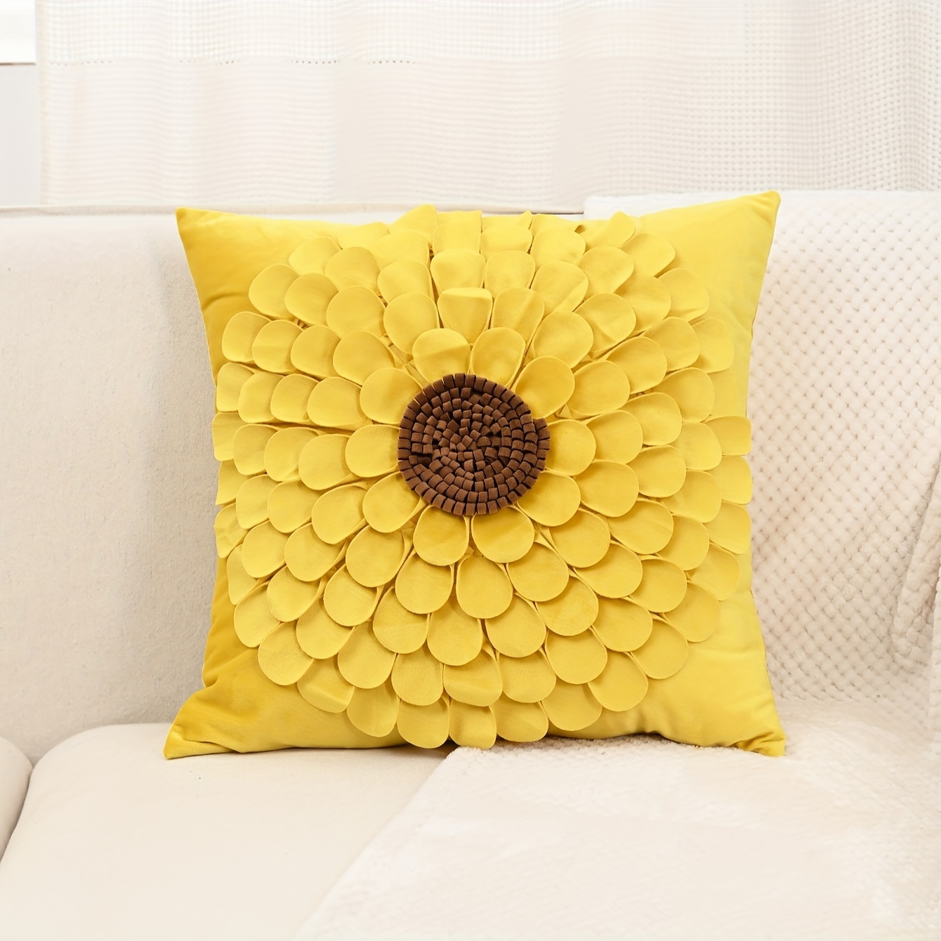 Handmade 3d Flower Velvet Throw Pillow Dutch Velvet Flower - Temu