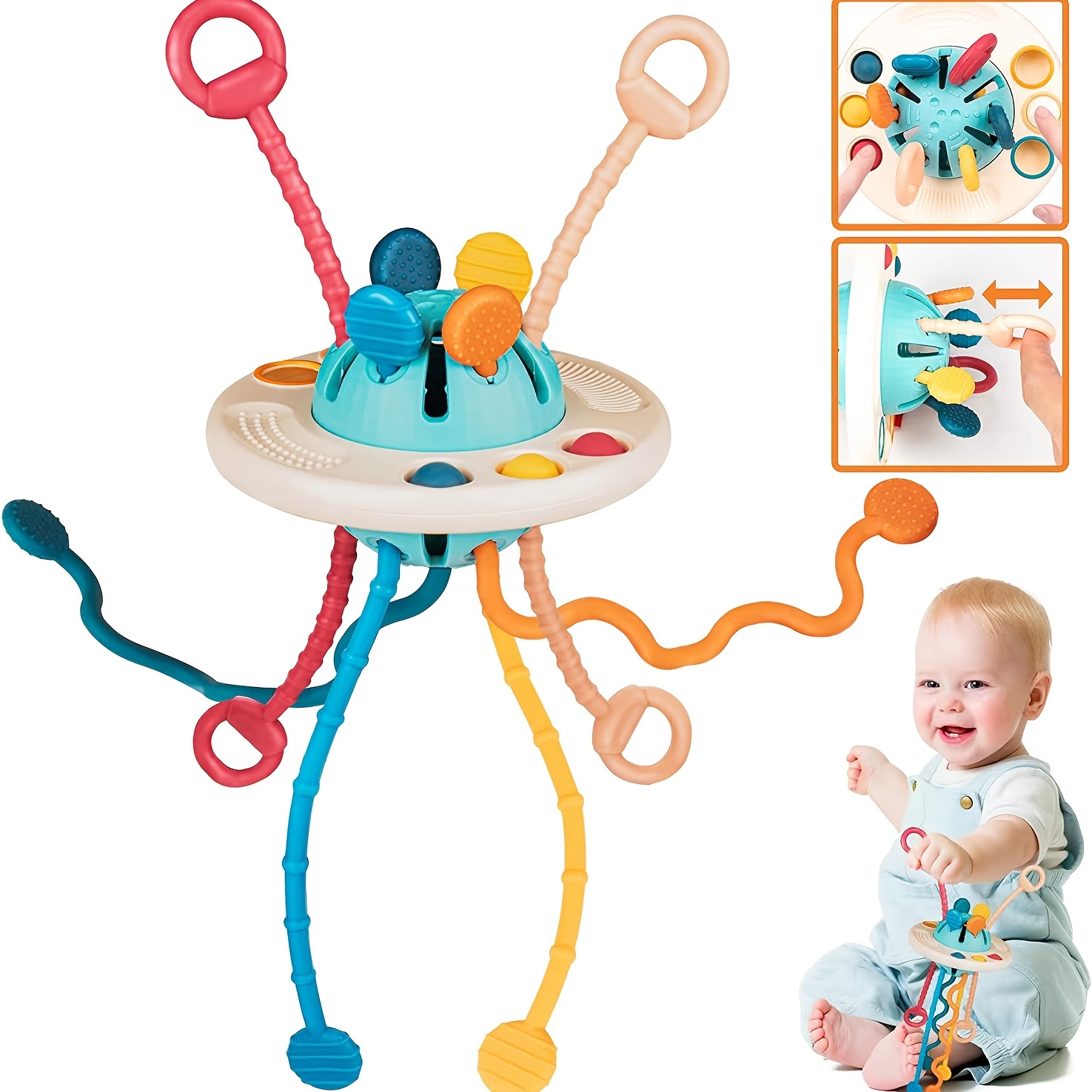 Juguetes para bebés de más de 18 meses, juguetes de viaje y dentición para  bebé, juguetes sensoriales de cuerda de grado alimenticio para niños