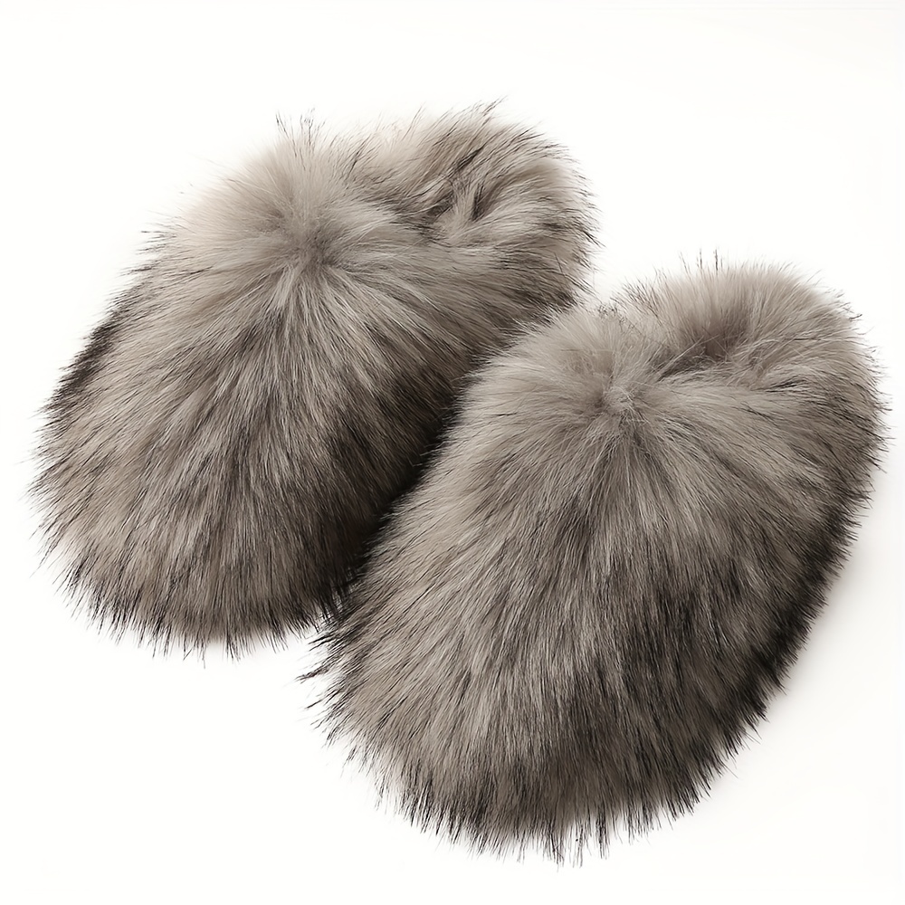 Mens faux hot sale fur slippers