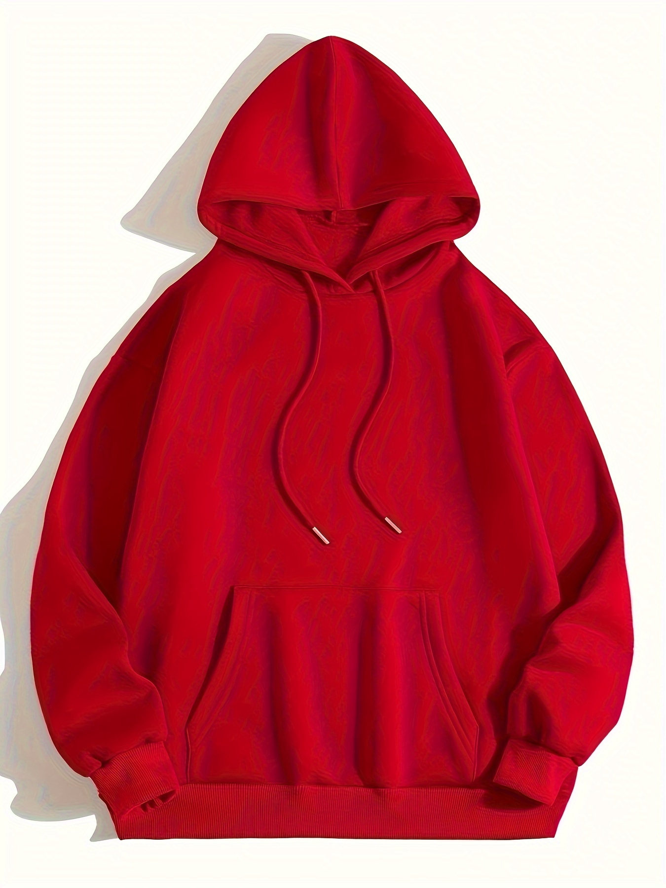 Solid Drawstring Hoodies Casual Kangaroo Pocket Long Sleeve Temu