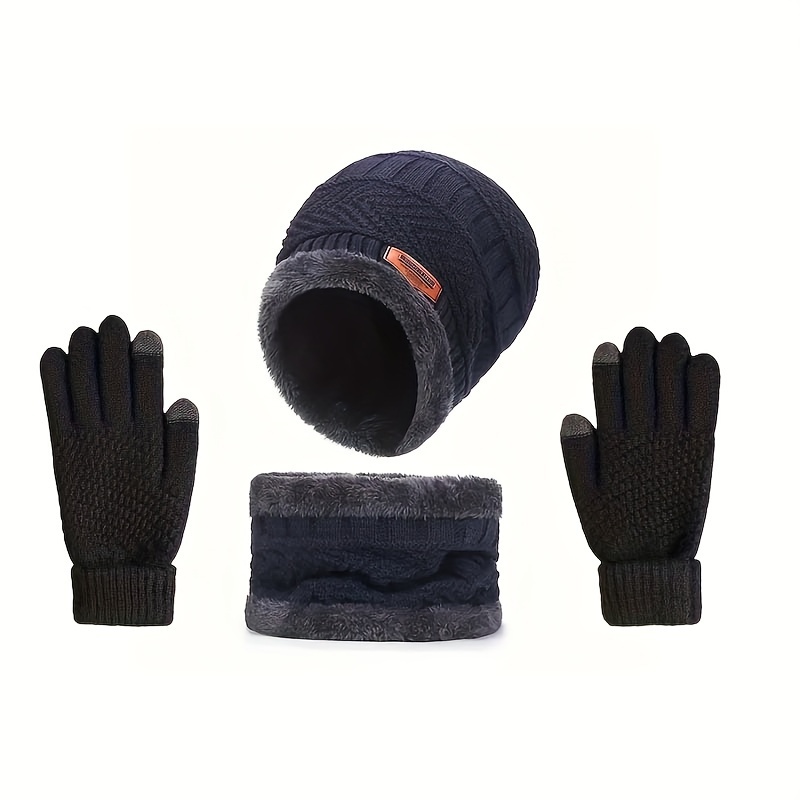 TAGVO d'hiver Bonnet écharpe Gants 3 en 1,Tricotés Echarpe, Gants et bonnet  homme Hiver, Molleton Doux Chaleureux Doublure Extensible Bonnet Echarpe  Gants d'écran Tactile pour Homme et Femmes Sports : : Mode