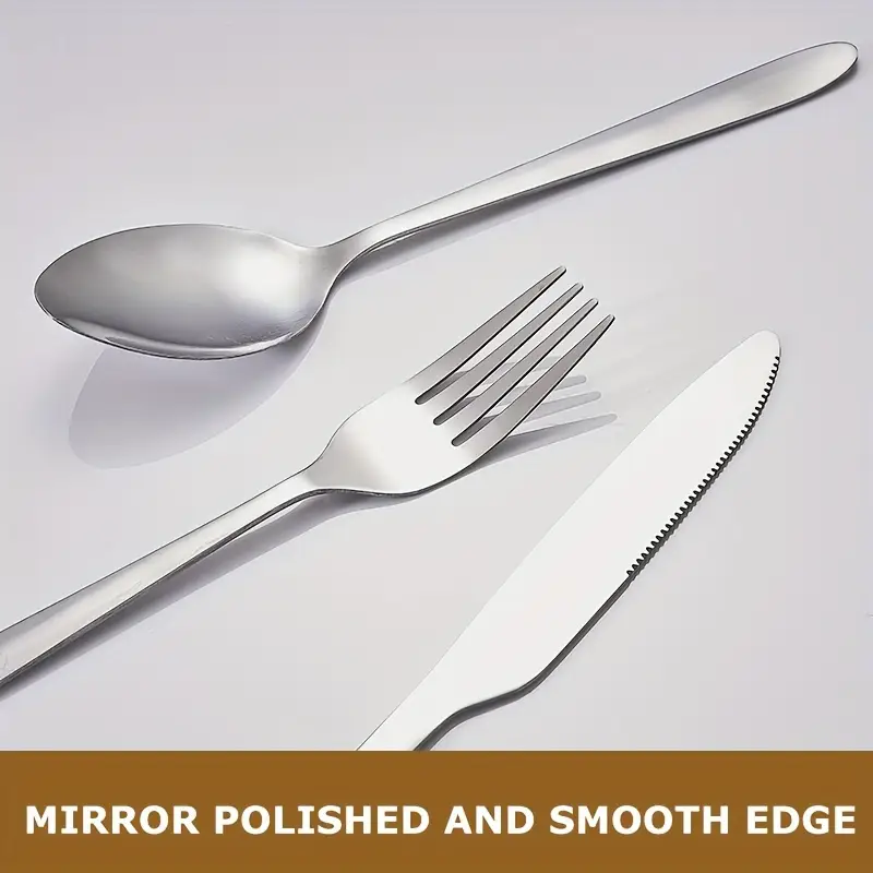 30pcs stainless tableware set knife fork and spoon set with steak knife 4 person service stainless steel tableware set polished tableware set kitchen tableware fork and spoon set Product details 6
