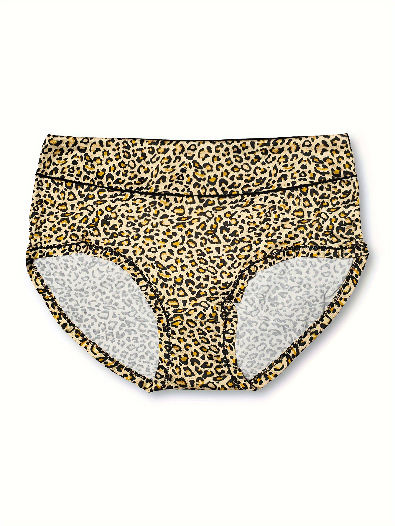4 Pack Plus Size Leopard Print Soft Briefs Set