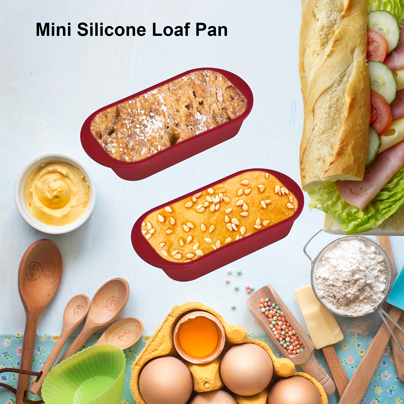 6pcs, Silicone Mini Loaf Pans (4.2''x2.5''), Non-stick Easy Release  Rectangle Mini Bread Pan, Hot Dog Buns Mold, Flexible BPA Free Silicone  Baking Mol