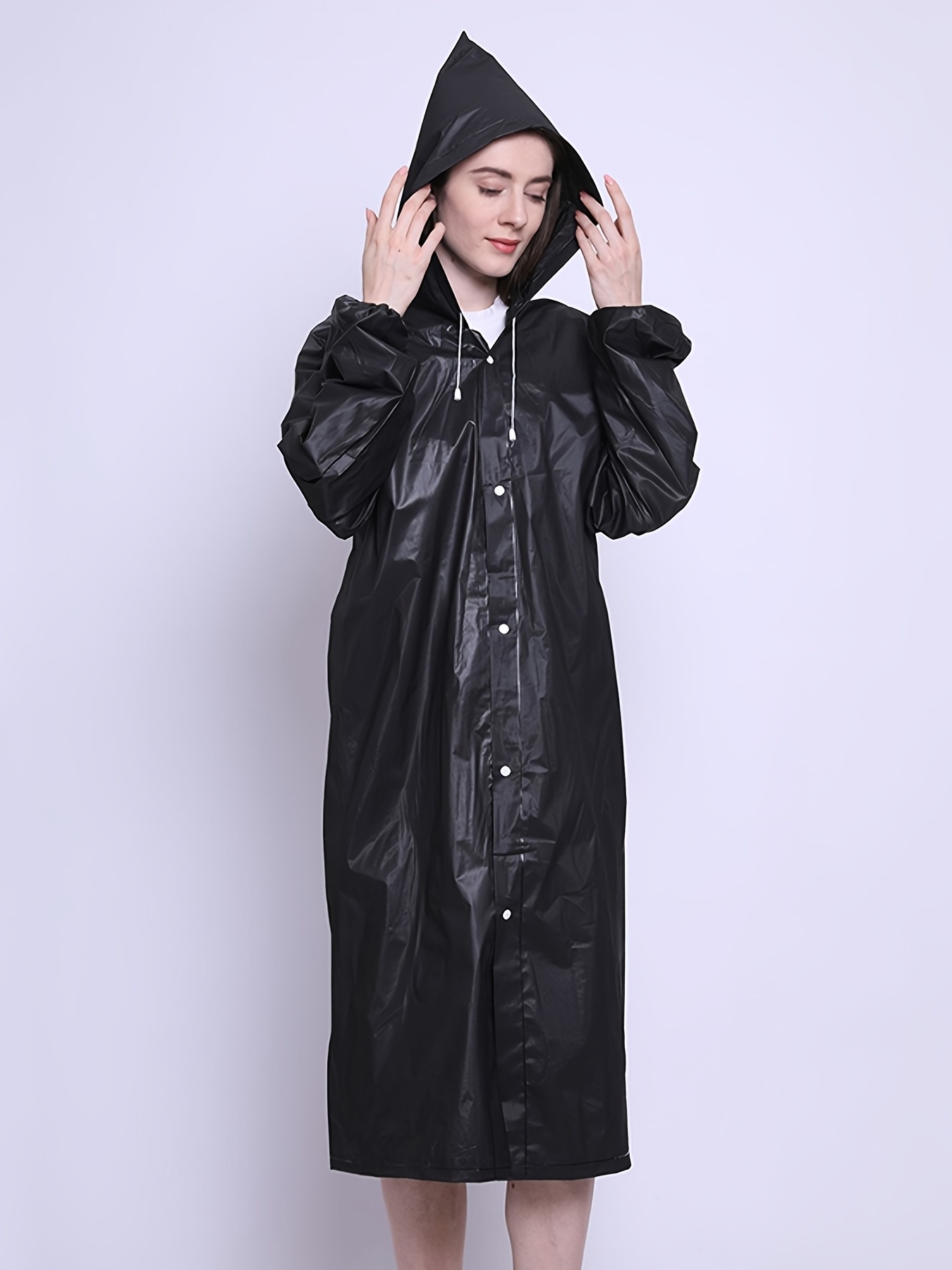 Ponchos de lluvia para mujer - Poncho de lluvia negro - Equipo de lluvia  impermeable para mujer - Poncho de viaje ligero, Negro 