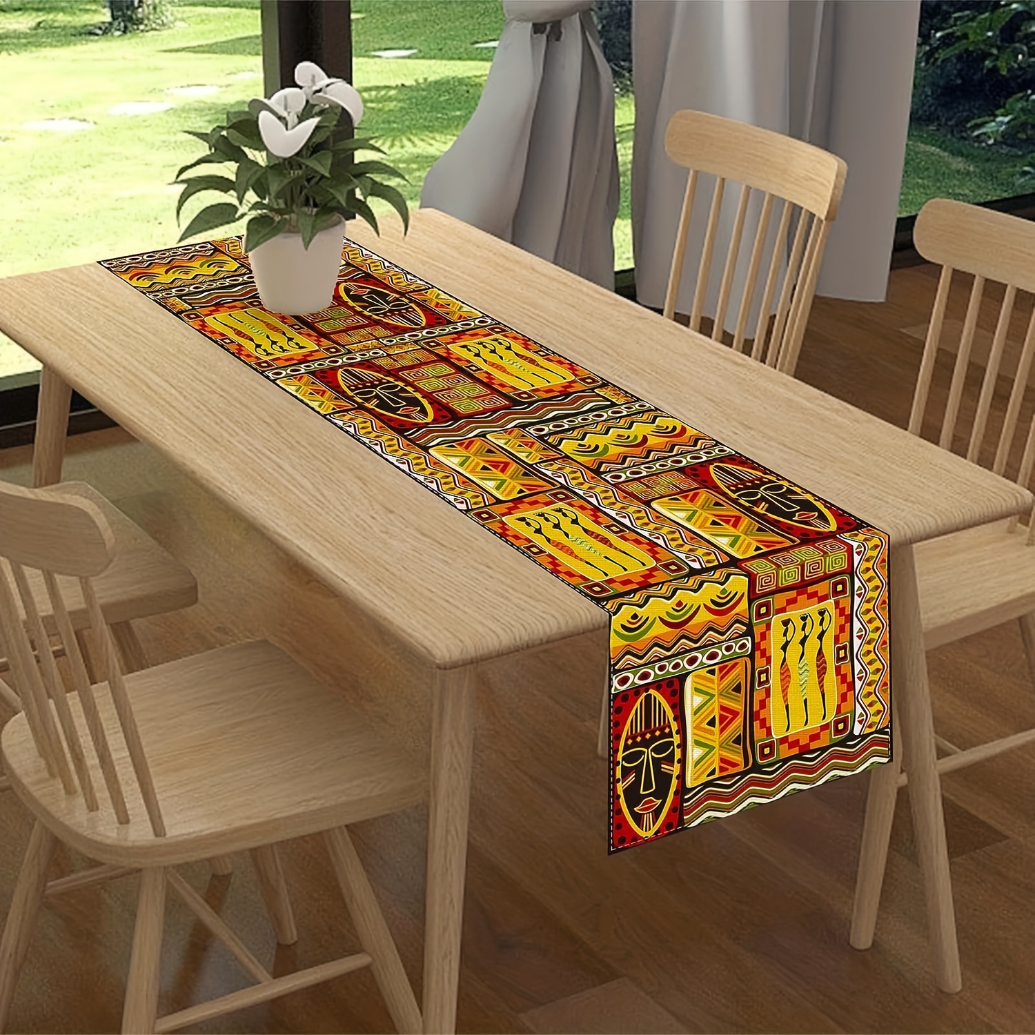 Happy Kwanzaa Linen Table Runners African Heritage Holiday Dining Table  Decoration for Family Party Decor Dustproof Table Runner