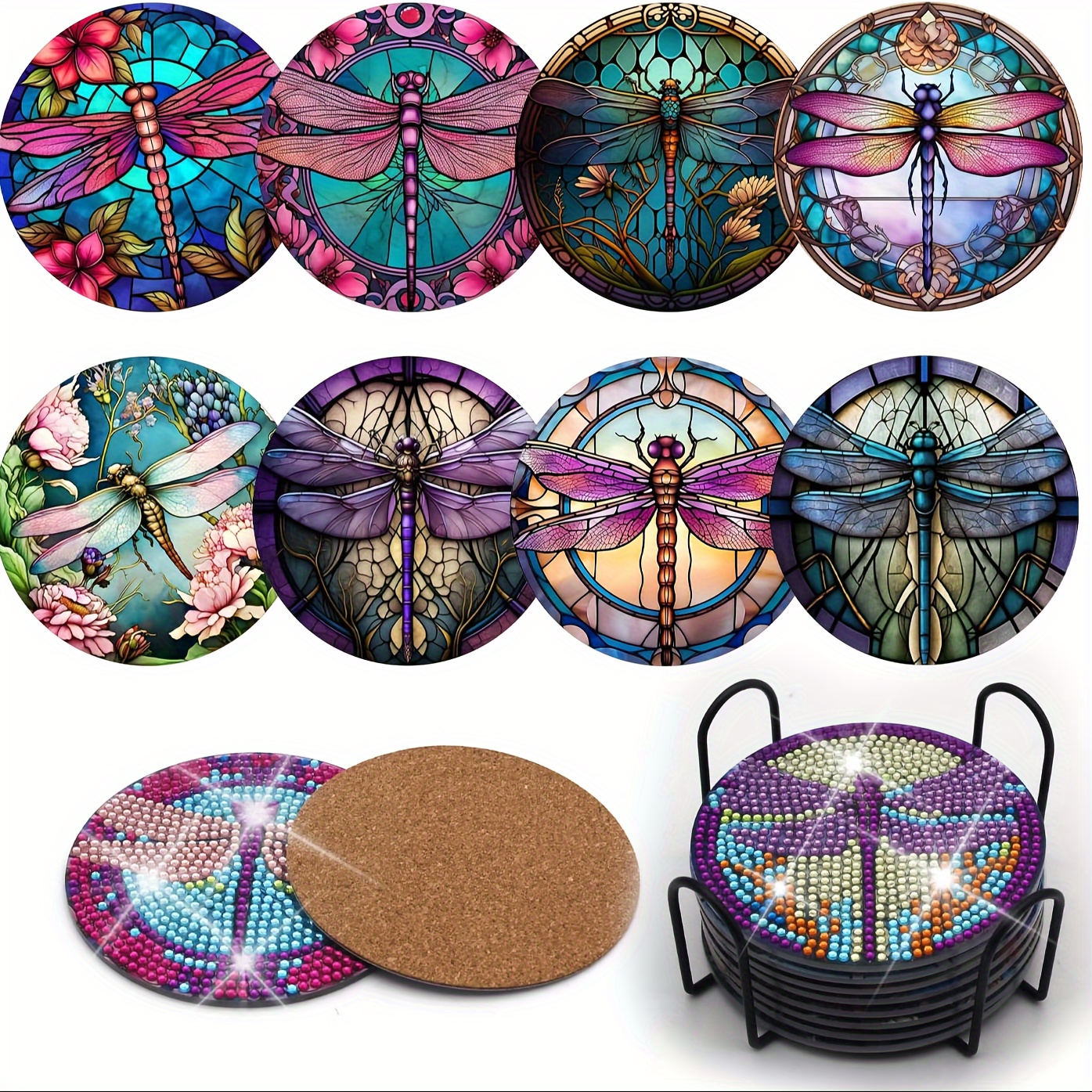 tigdtiu 8 Pcs Diamond Painting Coasters, DIY Sunset Diamond Art Coasters,Diamond Painting Kits for Beginners,Mountain Range Diamond Art Kits Craft