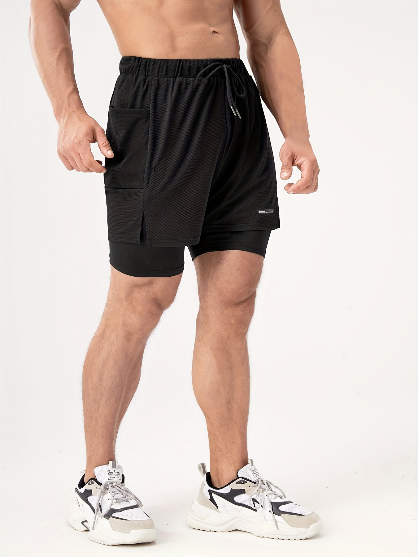 Pantalones cortos deportivos 2 en 1 con forro y bolsillos para hombre ropa de entrenamiento para correr gimnasio Fitness de secado r pido para ir