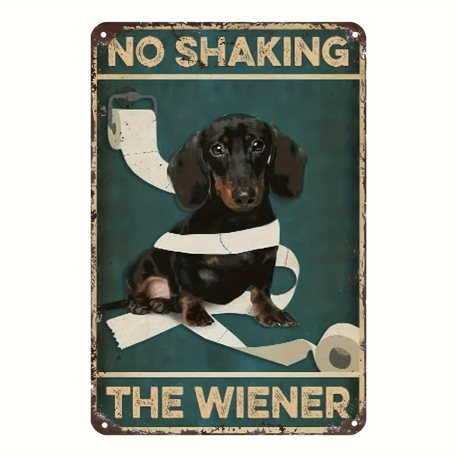 

1pc, Dachshund Bathroom Poster Tin Sign, Love Dog Poster, No Shaking The Wiener, Funny Bathroom Decor, Vintage Art Metal Sign, Aluminum Sign For Home Office Coffee Wall Decor