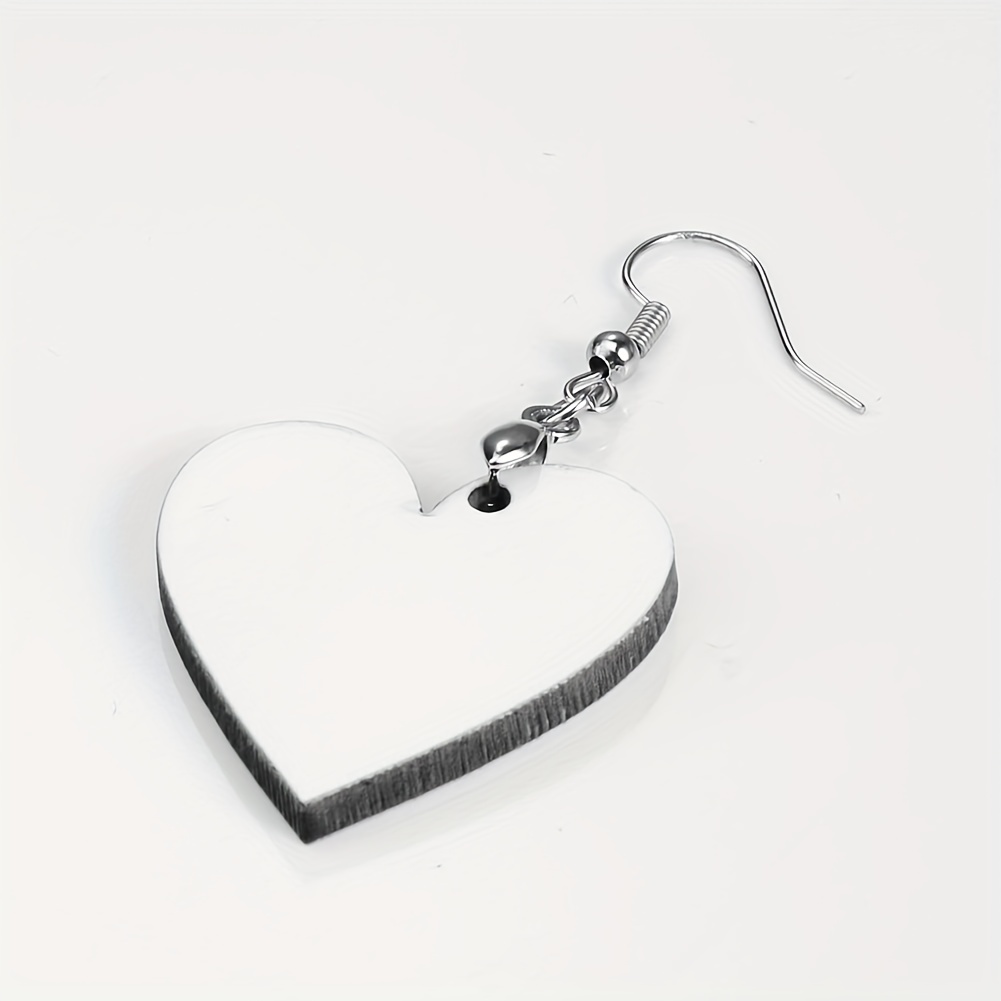 Stainless Steel Love Heart Drop Round Ear Studs Blank For - Temu