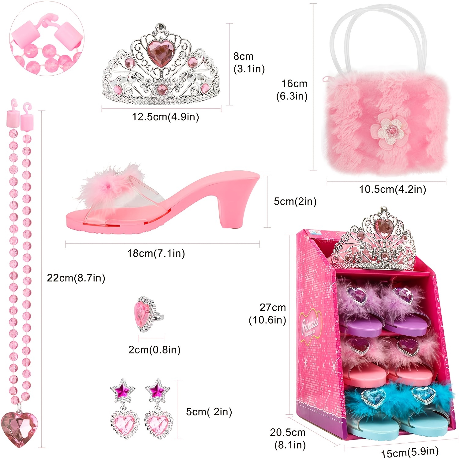 Kids Princess Dress Up Child Crystal Toddler Dress Shoes Kit Childrens  Jewelry Girls 4-6 Kids Toys Little